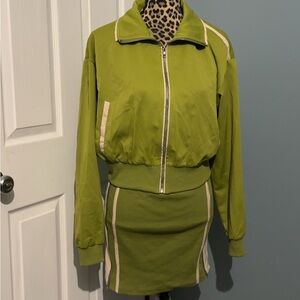 Green Track Suit with Cream Accents